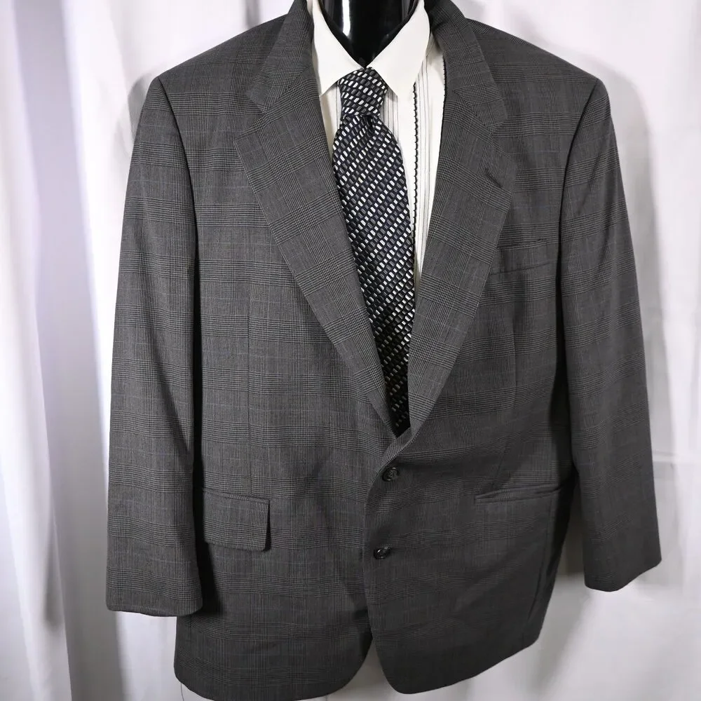 Jos. A. Bank Gray Glen Check Wool Sports Coat Blazer Men's 44R